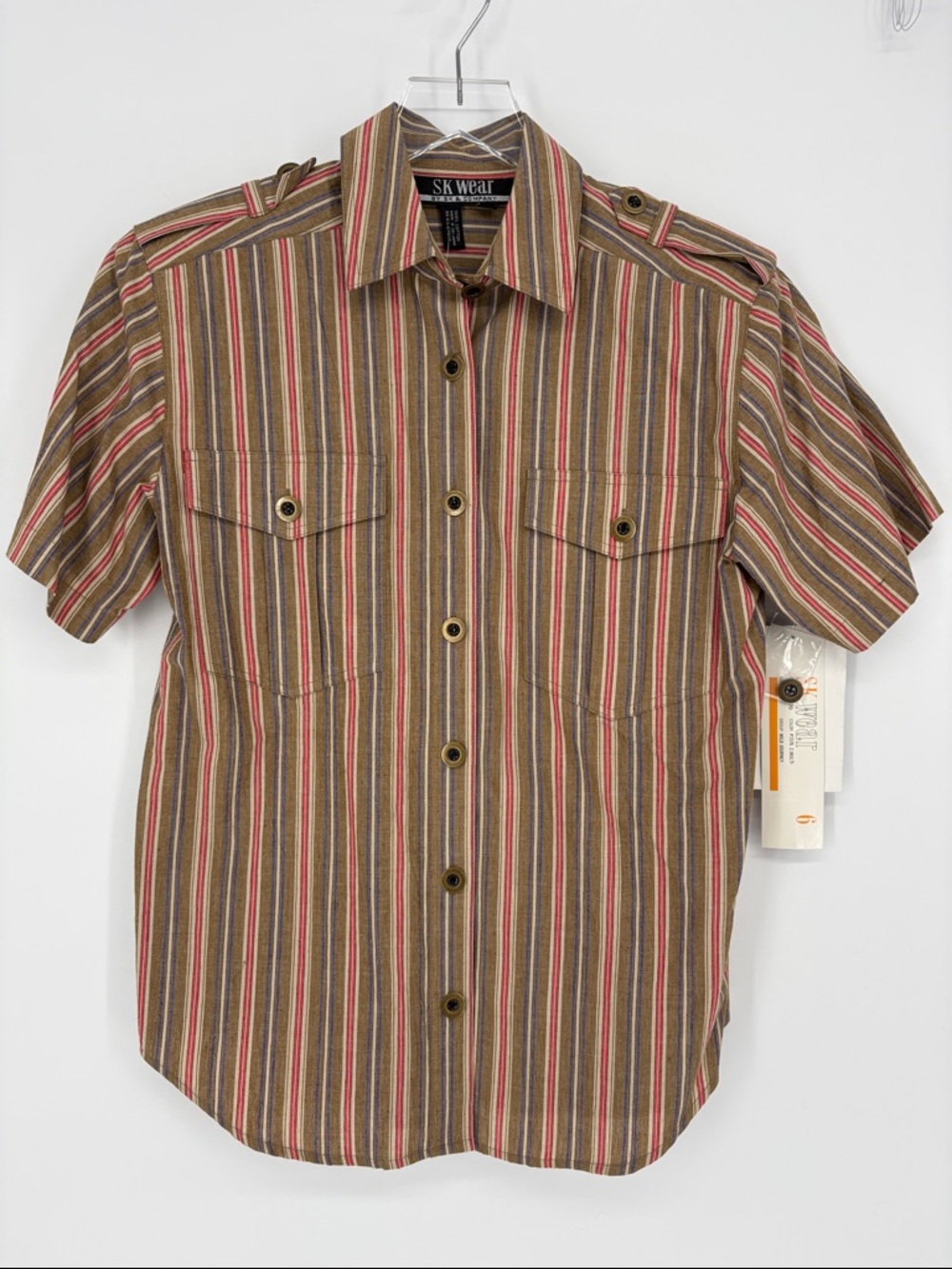 💆🏻‍♀️ nwt vintage SK Wear cotton Striped camp shirt blouse